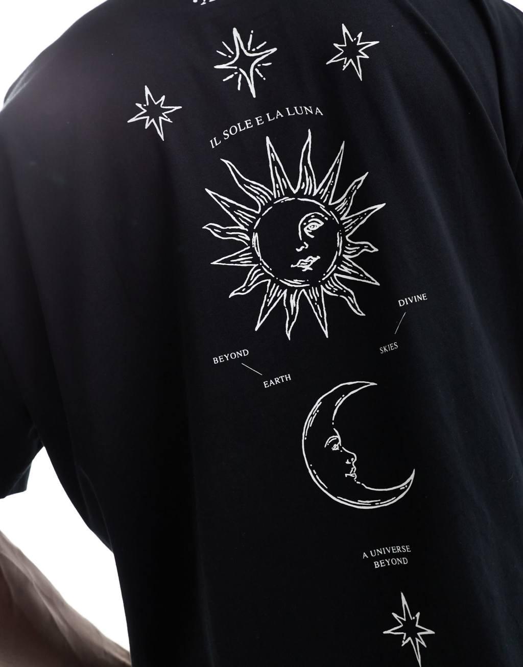 ASOS DESIGN oversized T-shirt in black with moon back print Product Image