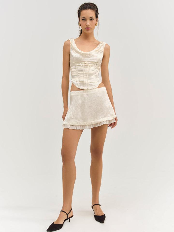 Carla Jacquard Mini Skirt — Ivory Product Image