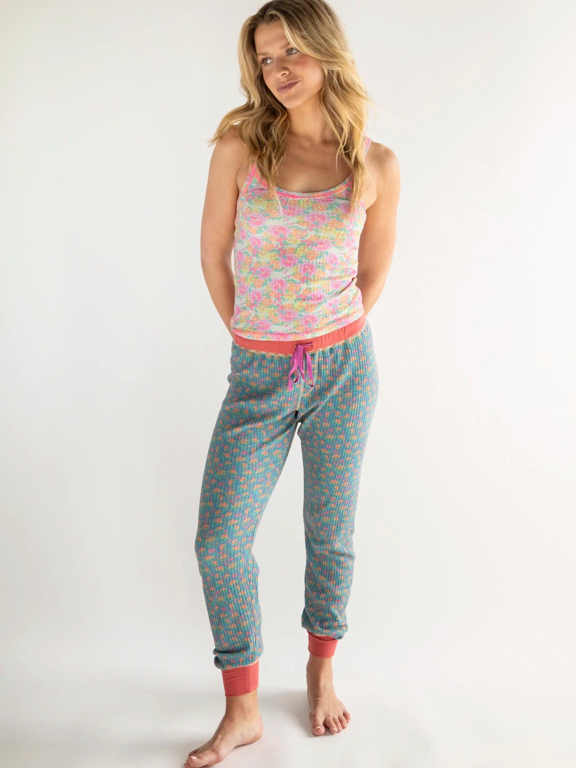 Mix & Match Waffle Pajama Cami - Grey Lavender Floral Product Image