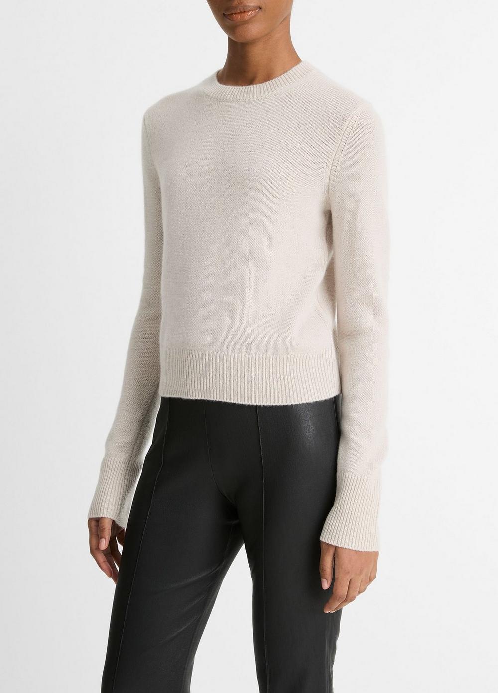 Womens Cashmere Crew Neck Sweater, Birch Stone, Size XL Vince Product Image