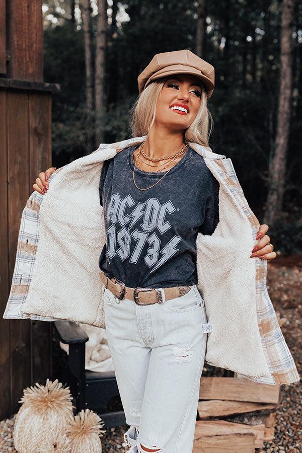 Cozy Up In Carolina Plaid Jacket In Iced Latte Product Image