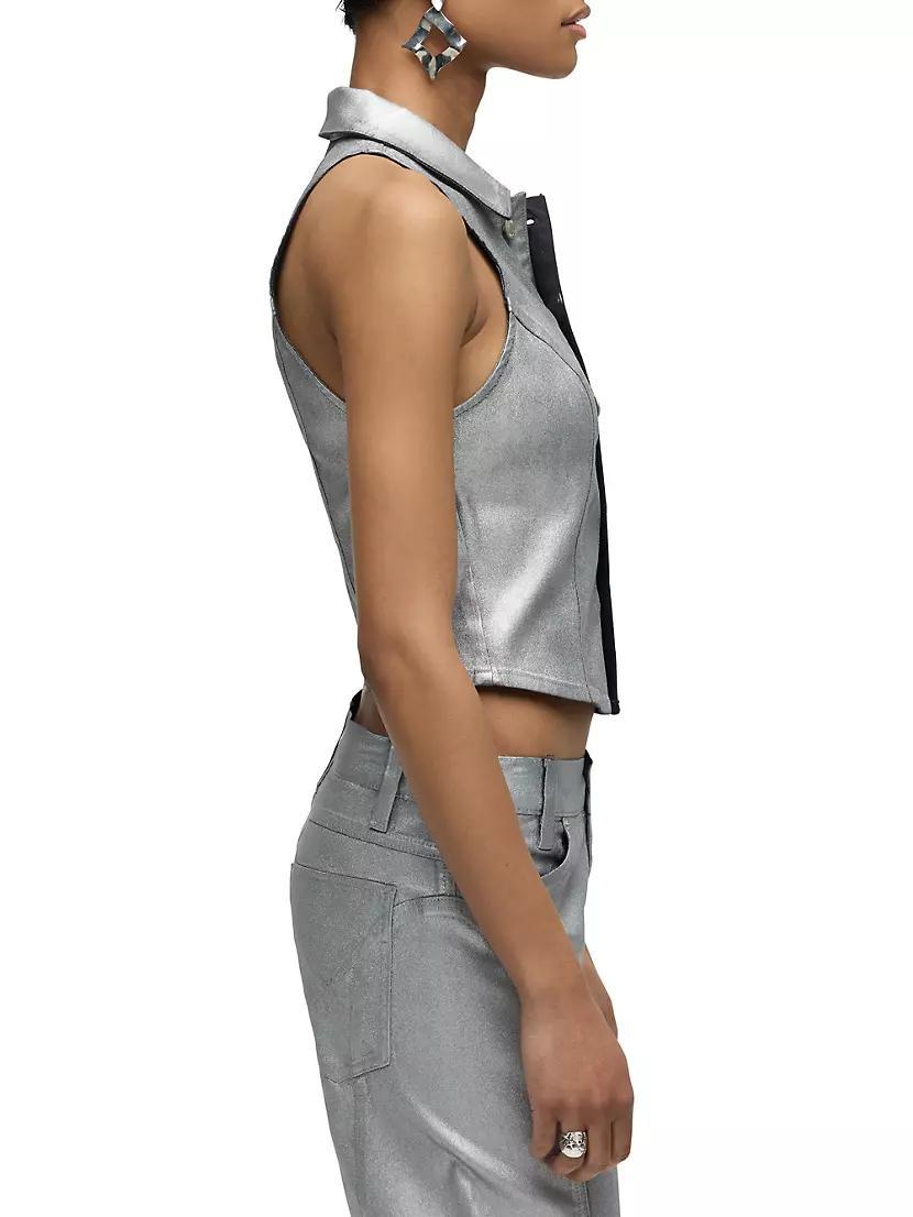 Metallic Denim Halter Vest Product Image