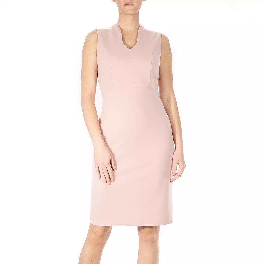 Women's Nina Leonard U-Neck Midi Sheath Dress, Size: Medium, Blush Product Image