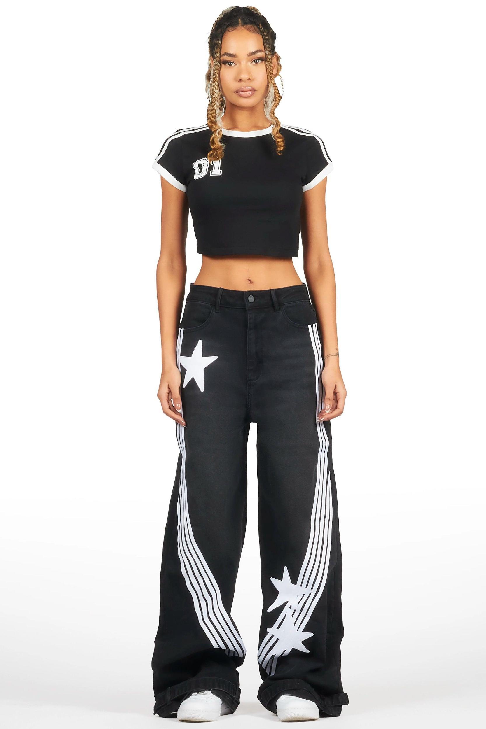 Jeanine Black Crop T-Shirt Female Product Image