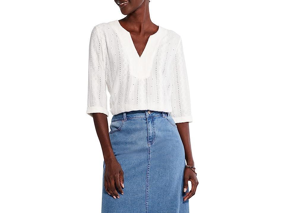 NIC+ZOE Petite Angled Lace Top (Milk ) Women's Blouse Product Image