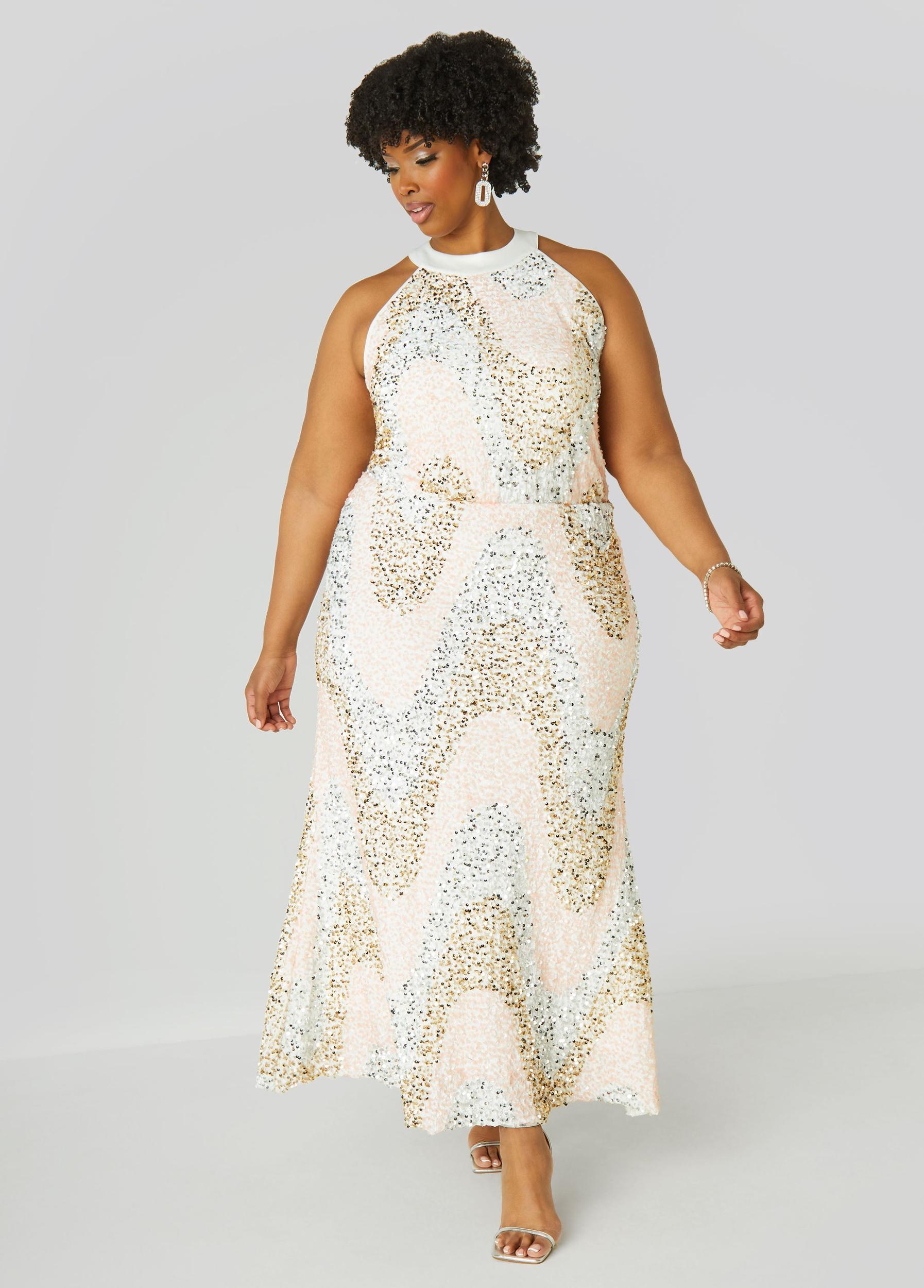 Plus Size Sequined Velvet Gown Ashley Stewart Product Image