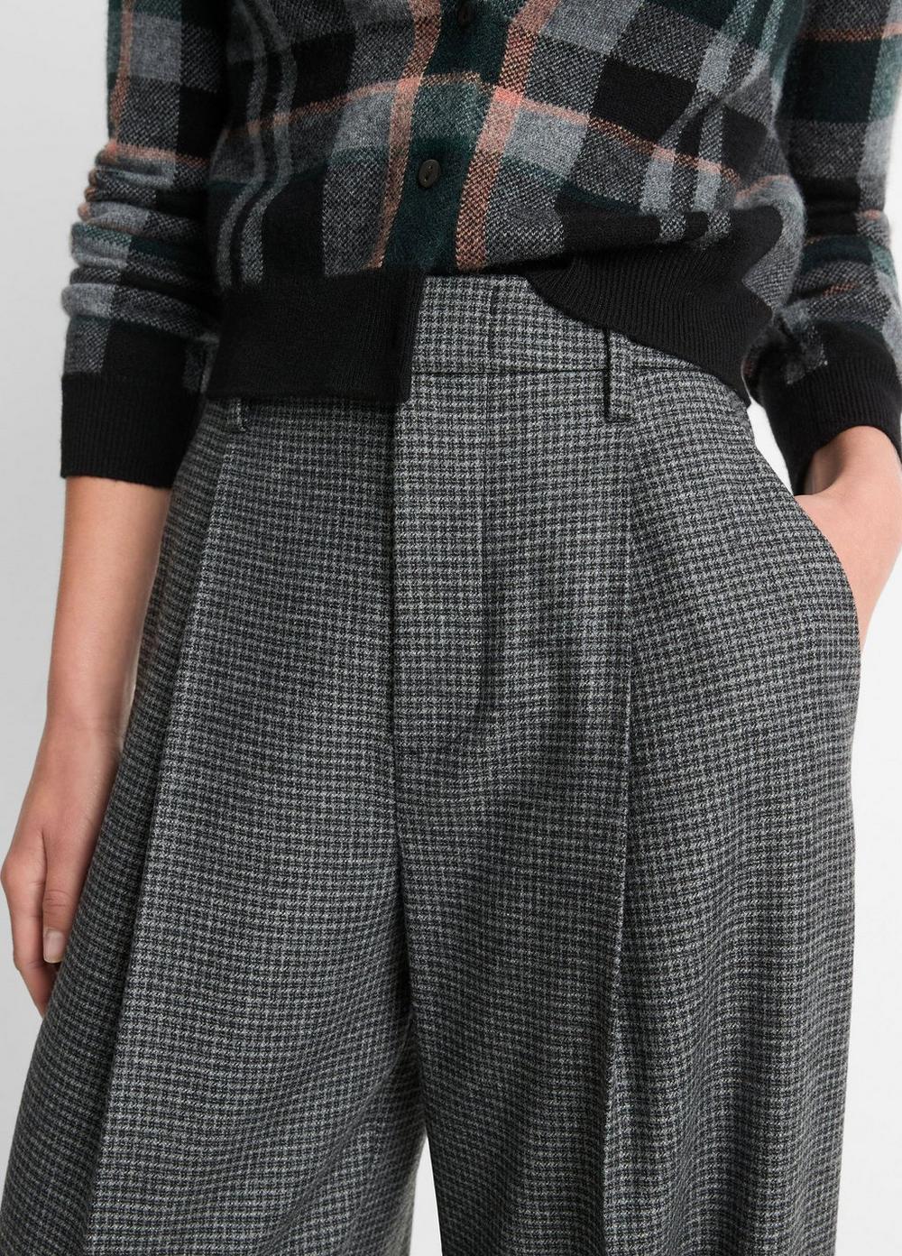 Womens Italian Microcheck High-Rise Trouser, Micro Check, Size 12 Vince Product Image