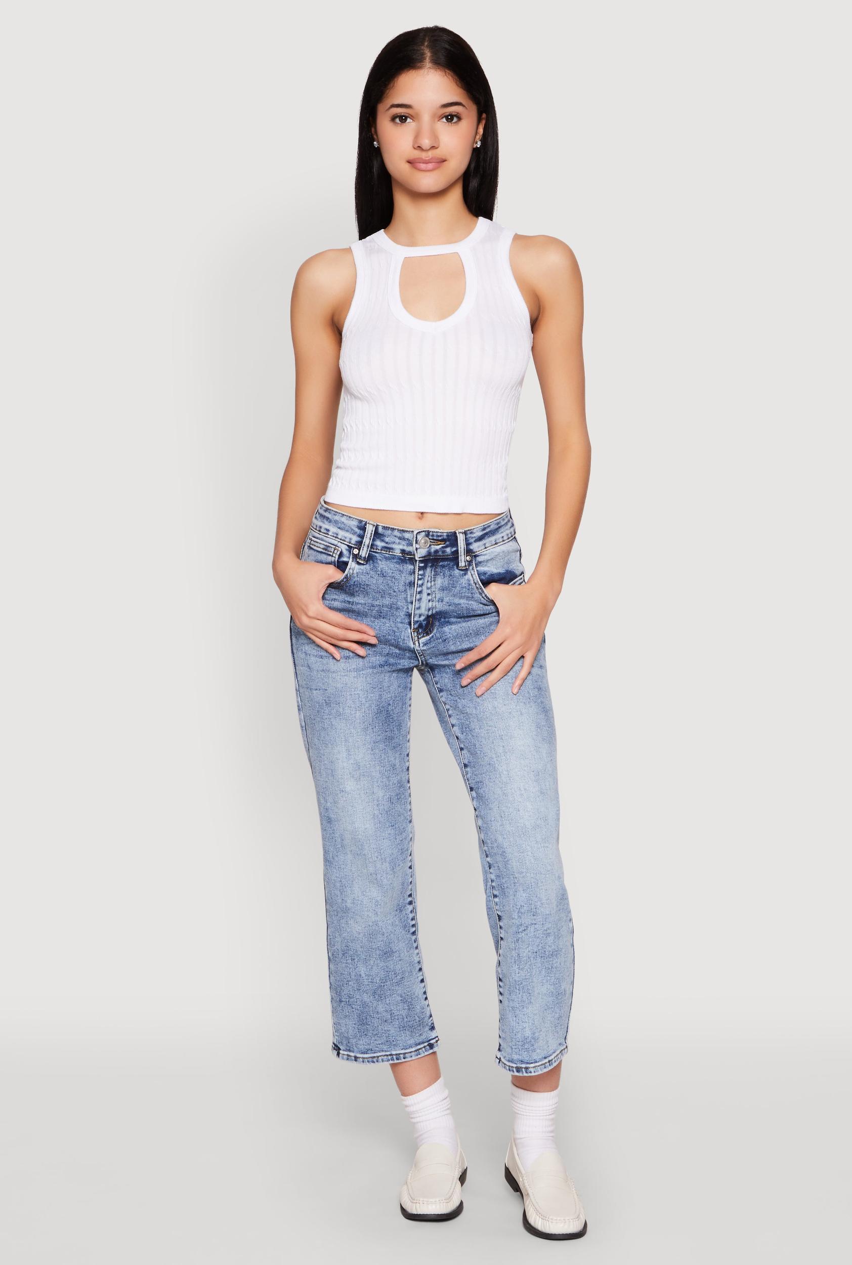 Womens Seamless Notch Neck Crop Top Product Image