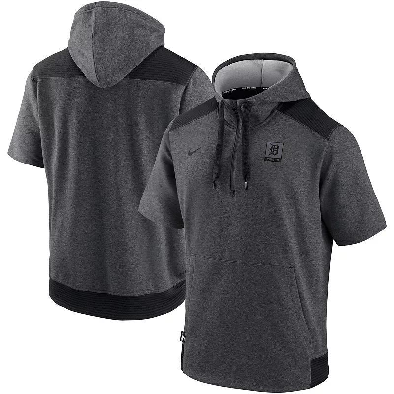 NIKE Heathered Charcoal/black Detroit Tigers Authentic Collection Dry Flux Performance Quarter-zip S In Charcoal,black Product Image