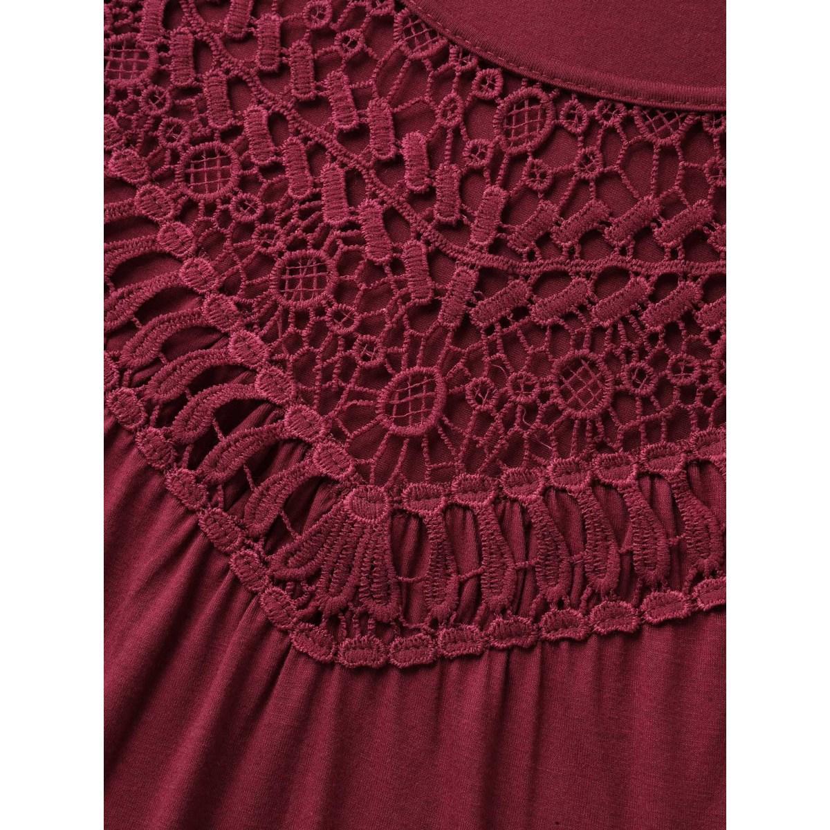 Plus Size Lace Cut-Out Pleated Tank Top Women Deepred Woven ribbon&lace trim Halter neck Everyday-Casual Tank Tops Camis BloomChic 30/6X Product Image