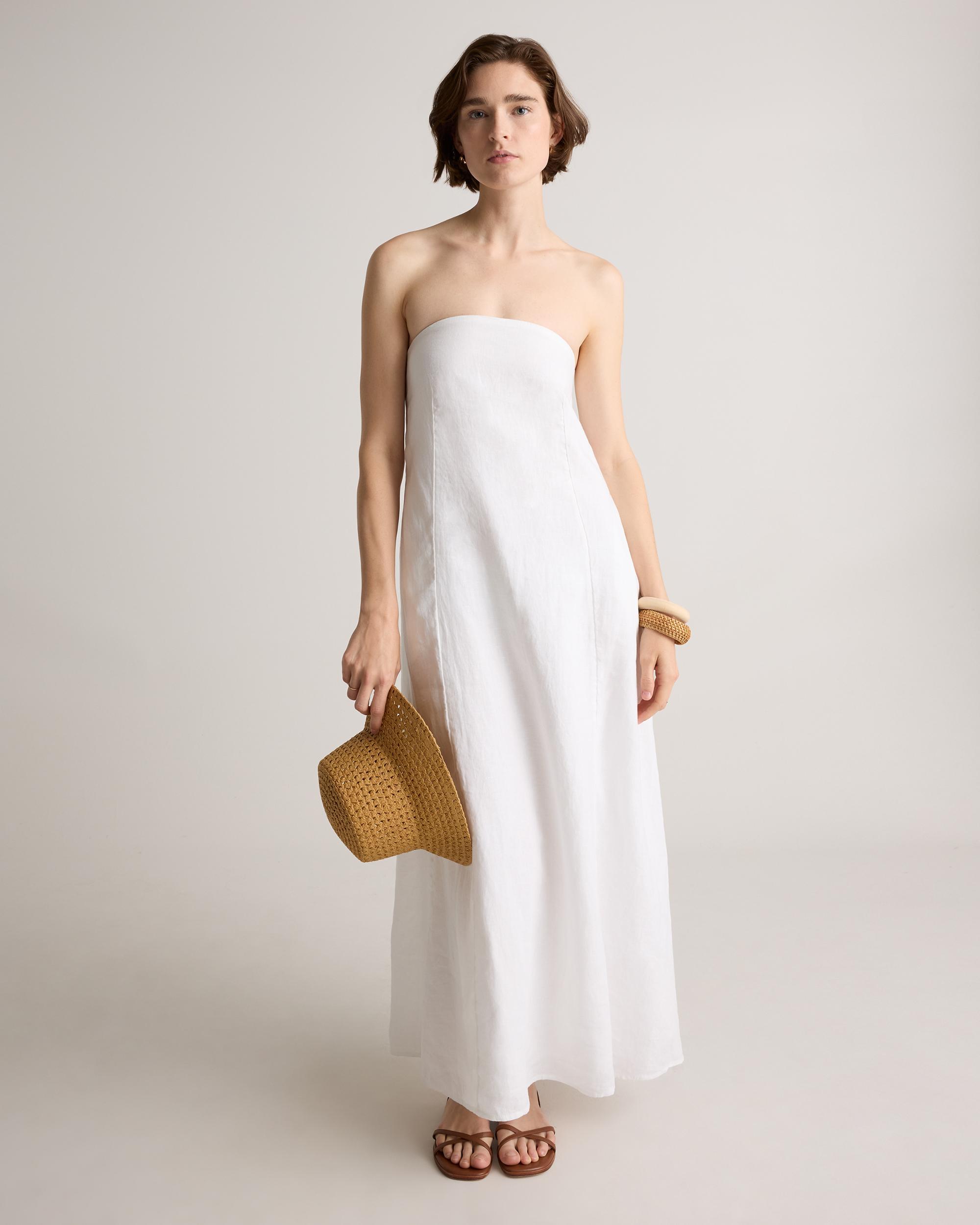 Quince | Women's 100% European Linen Strapless Maxi Dress Product Image