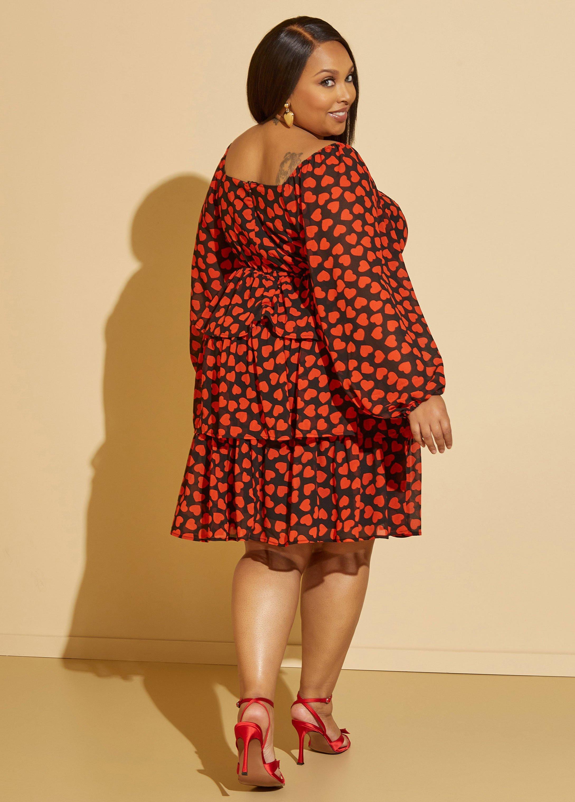Tiered Heart Print Dress Product Image