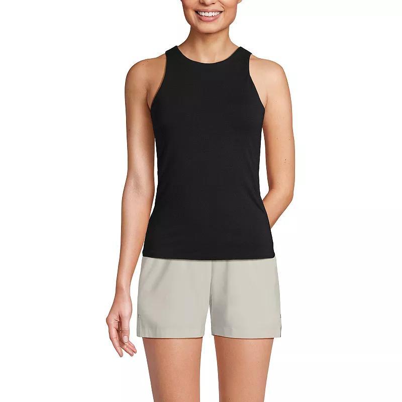 Women's Lands' End Fitted Crewneck Tank Top, Size: Small, Black Product Image