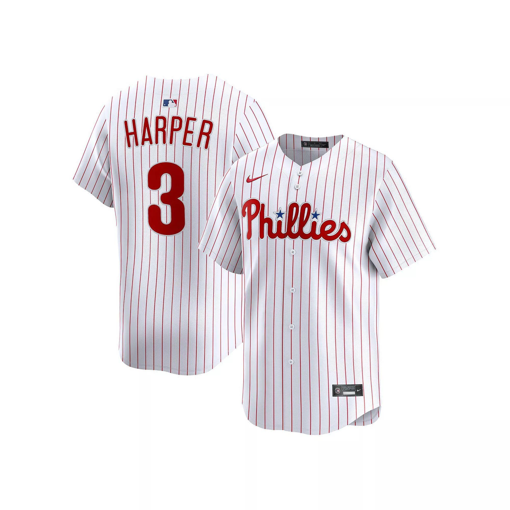 Men's Nike Bryce Harper White Philadelphia Phillies Home Limited Player Jersey, Size: Large Product Image