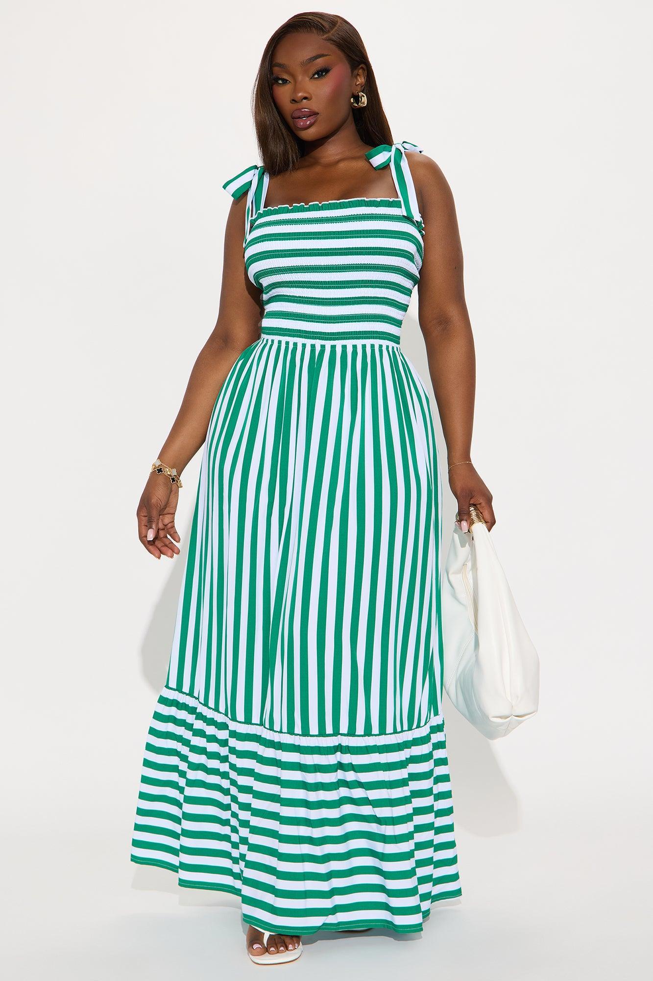 Gracie Striped Maxi Dress - Green/combo Product Image