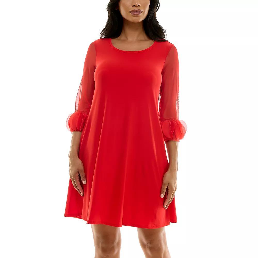 Women's Nina Leonard Trapeze Dress with Pockets, Size: Large, Black One Product Image