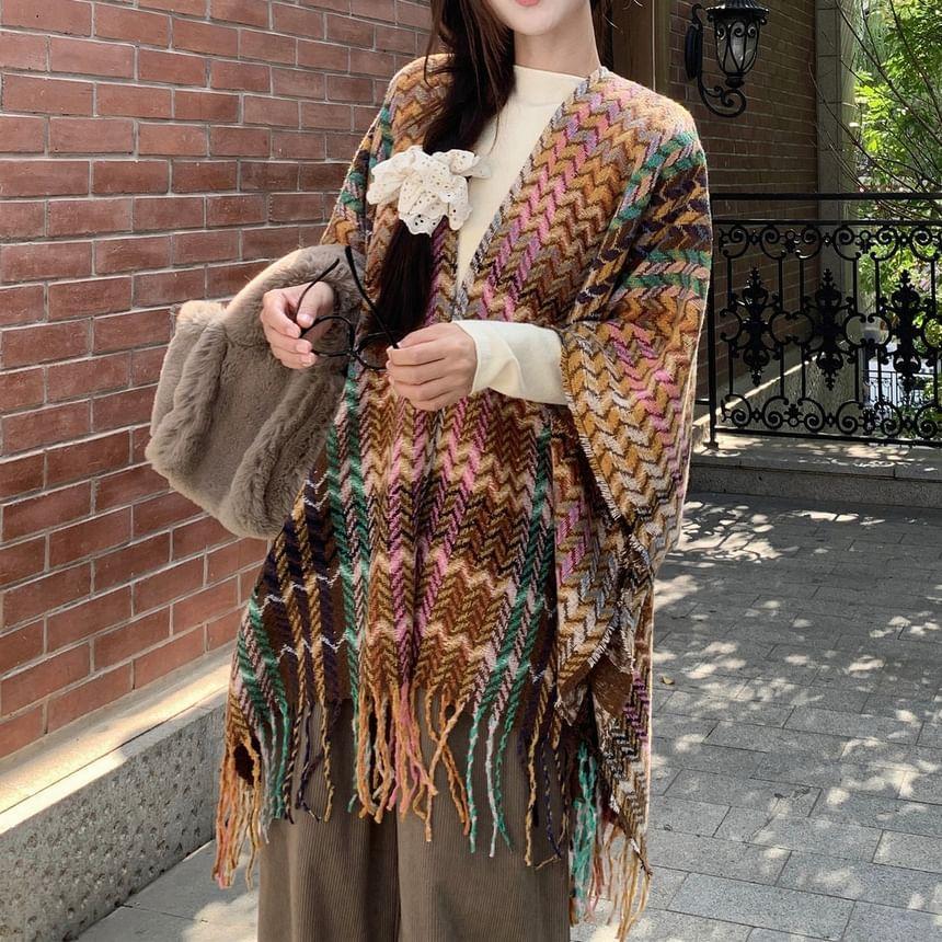 Plaid Fringed Shawl Product Image