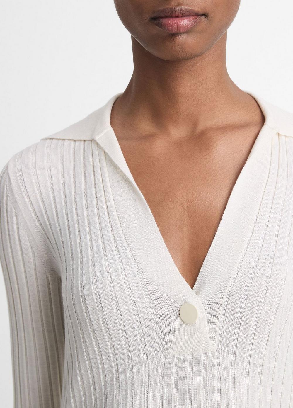 Womens Italian Wool-Blend Snap Polo Sweater, Off White, Size XS Vince Product Image