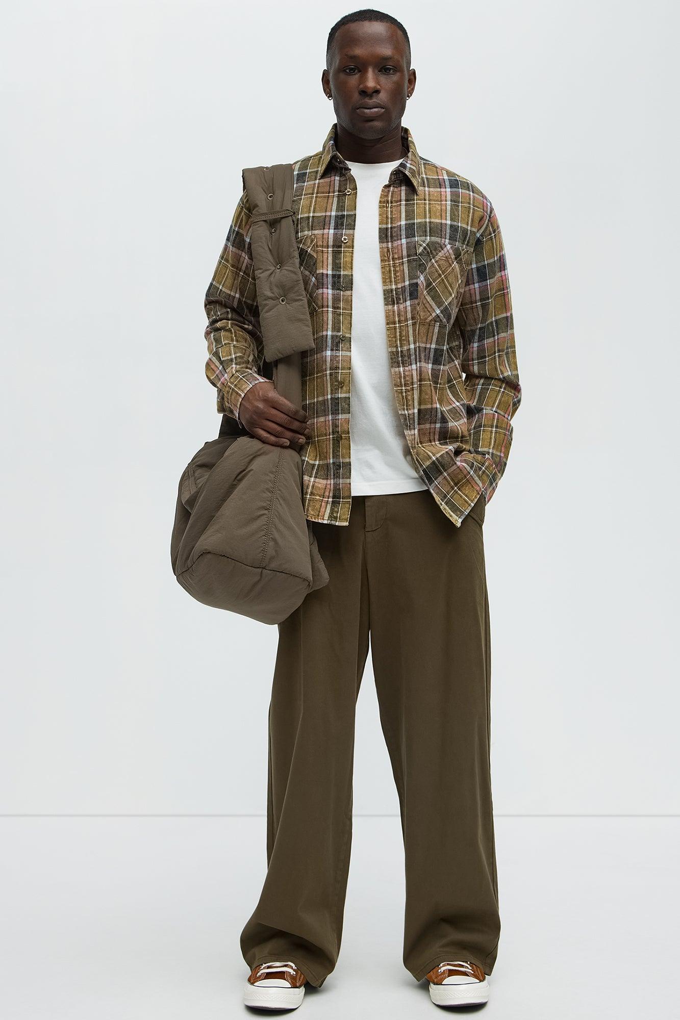 Cambria Vintage Hybrid Waist Baggy Relaxed Pants - Olive Product Image