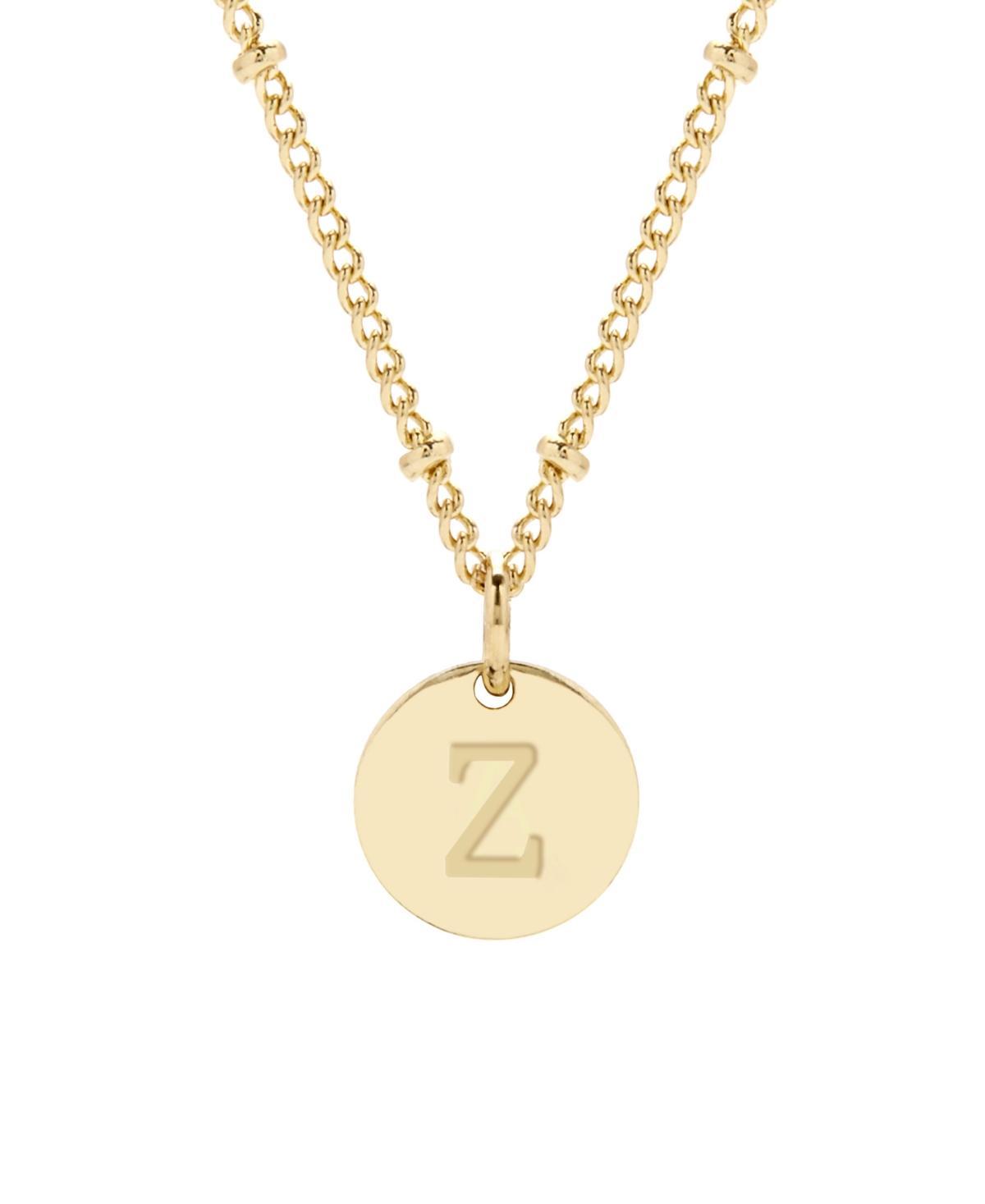 Adornia 14k Gold Plated Cubic Zirconia Engraved Letter Disc Pendant Necklace, Women's, Size: 18", Gold Tone T Product Image