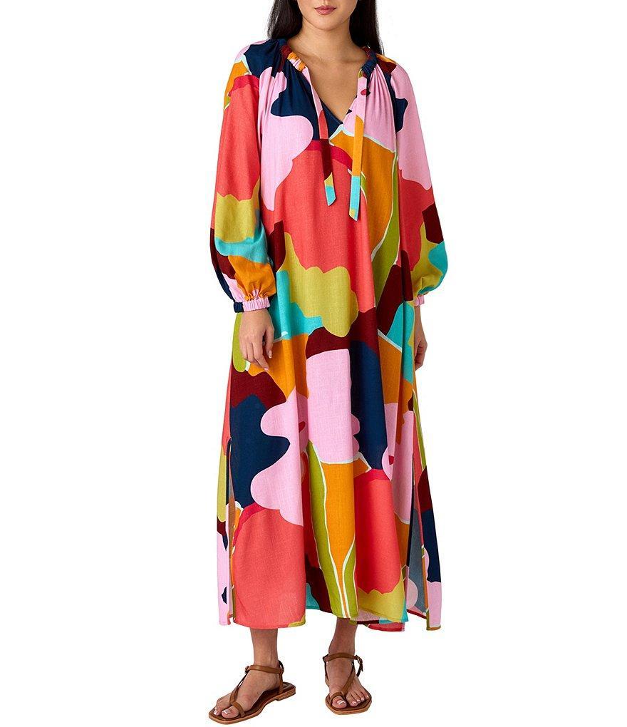 CROSBY By Mollie Burch Freya Printed Split V-Neck Long Sleeve Maxi Dress Product Image