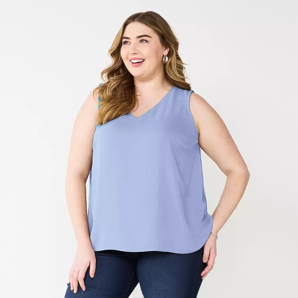 Plus Size Nine West Essential V-Neck Tank Top, Women's, Size: 0X, Stella Peri Product Image