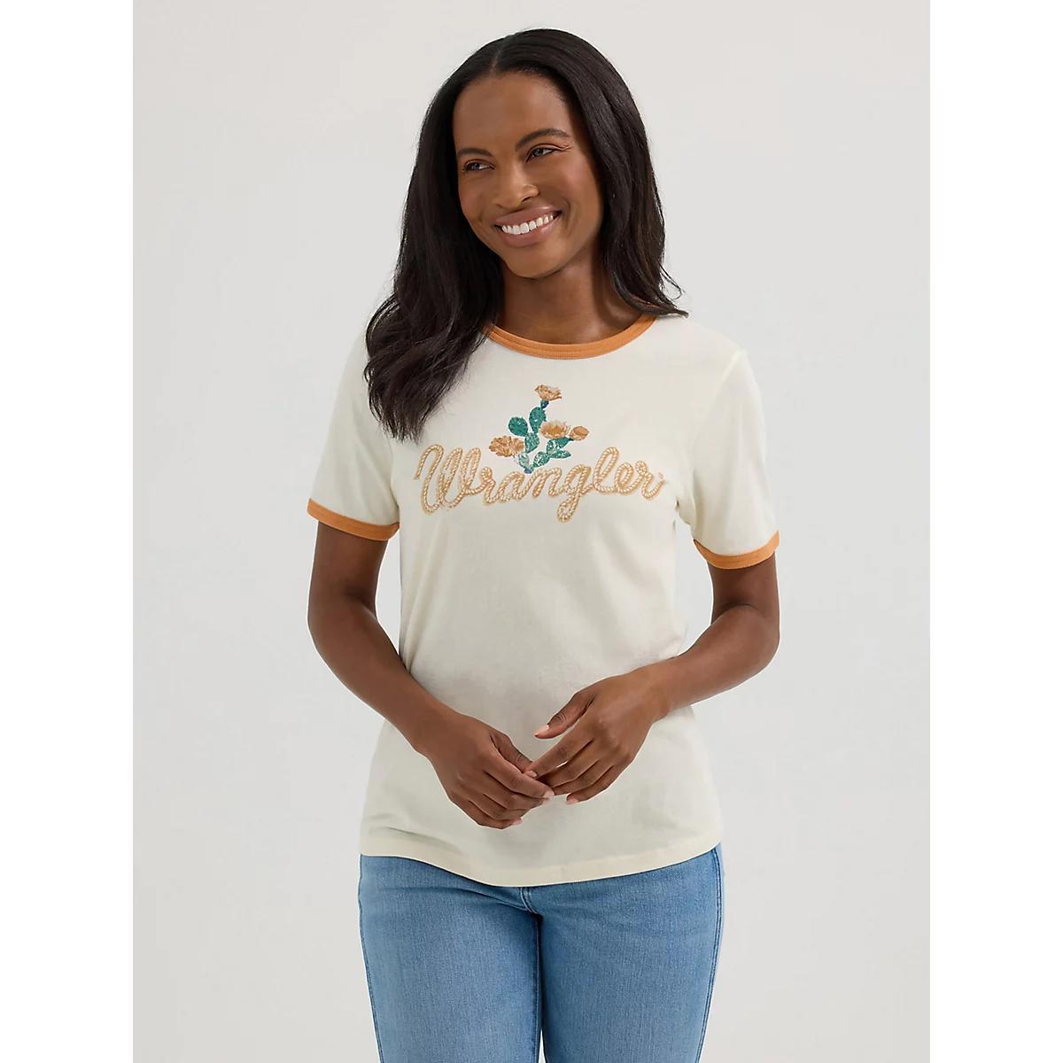 Women's Wrangler Graphic Ringer Tee in Rose Product Image
