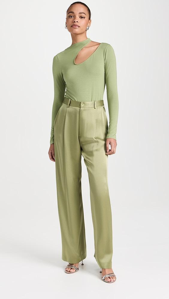 LAPOINTE Doubleface Satin Relaxed Pleated Pants | Shopbop Product Image