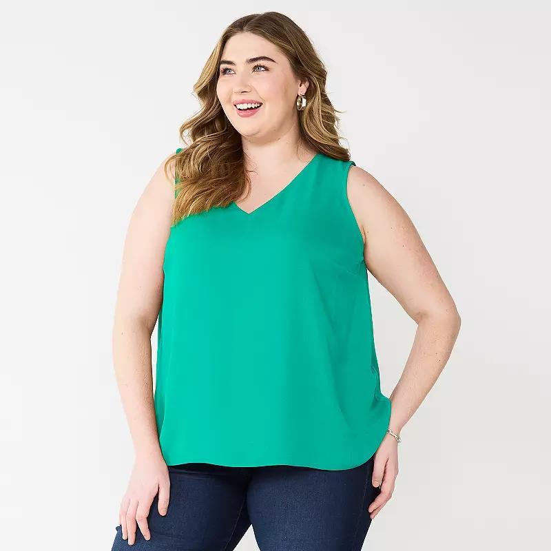 Plus Size Nine West Essential V-Neck Tank Top, Women's, Size: 0X, Ivory Tusk Product Image