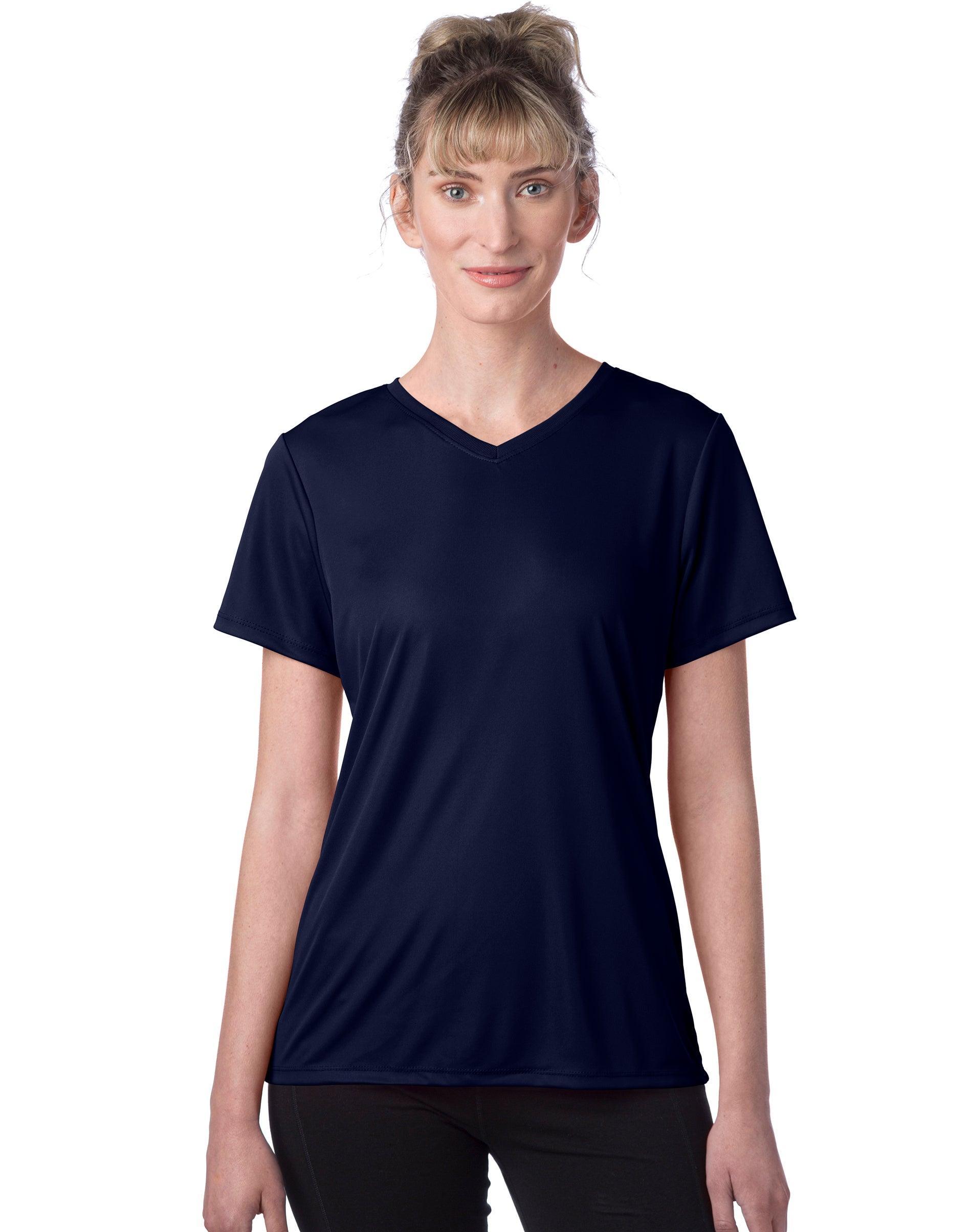 Hanes Sport Cool DRI Womens Performance V-Neck T-Shirt White 2XL Product Image