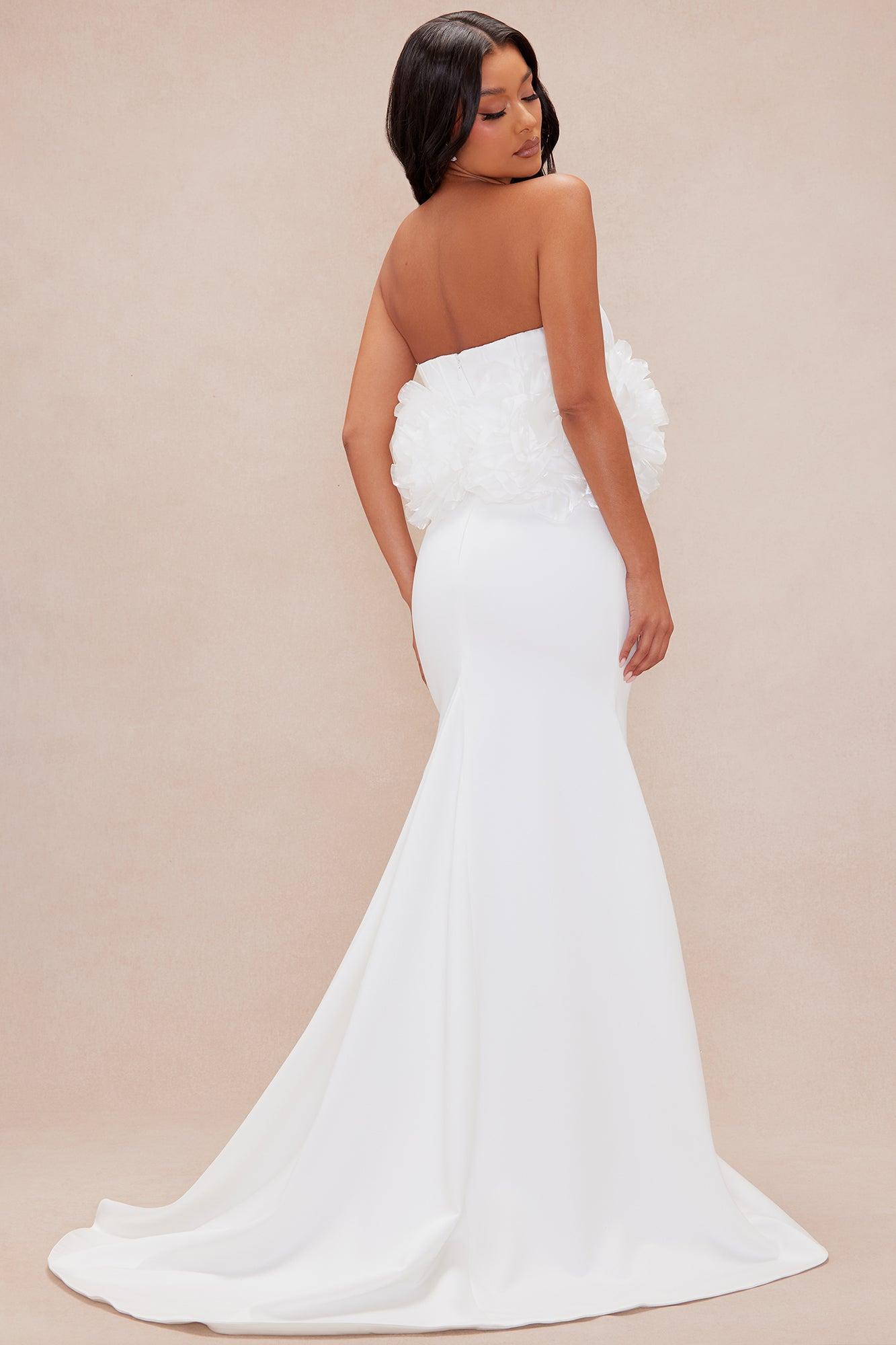 Sofia Floral Satin Gown - White Product Image