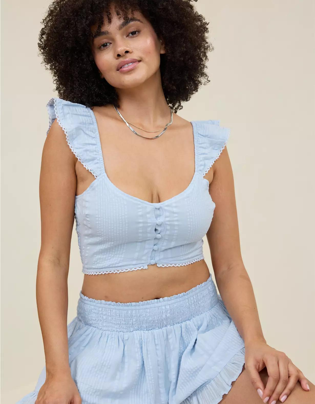 Aerie Cropped Seersucker Tank Top Product Image