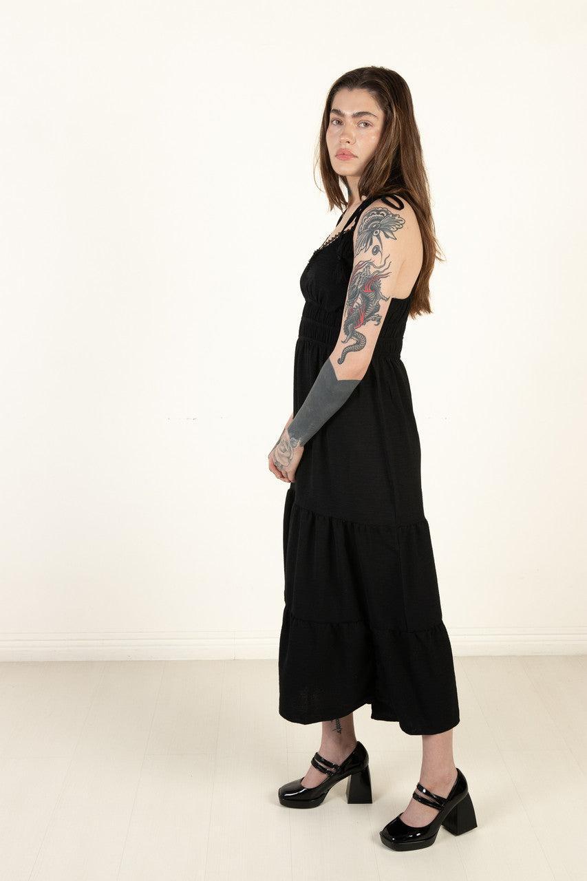 Black Elastic Empire Waist Maxi Dress Product Image