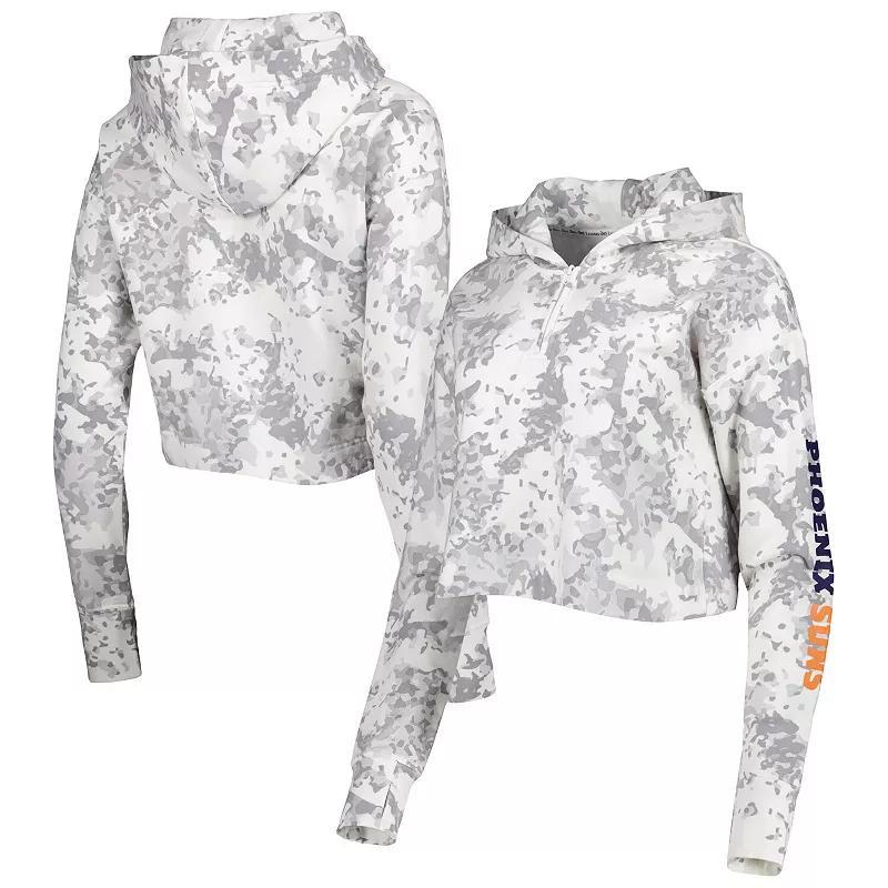 Women's Lusso Gray/White Phoenix Suns Maia Tri-Blend Cropped Quarter-Zip Top, Size: Small, Phx Grey Product Image
