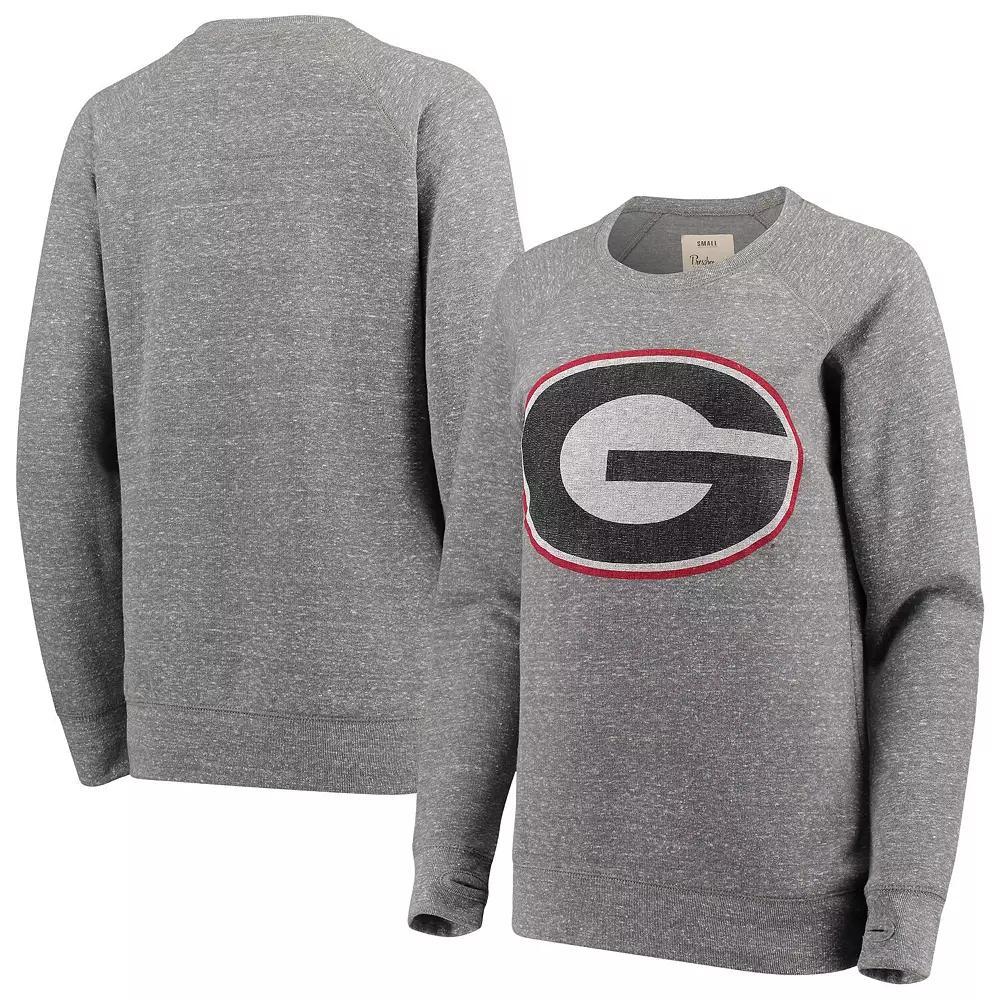 Women's Pressbox Heathered Gray Georgia Bulldogs Big Team Logo Knobi Fleece Tri-Blend Crew Neck Sweatshirt, Size: Medium, Grey Product Image