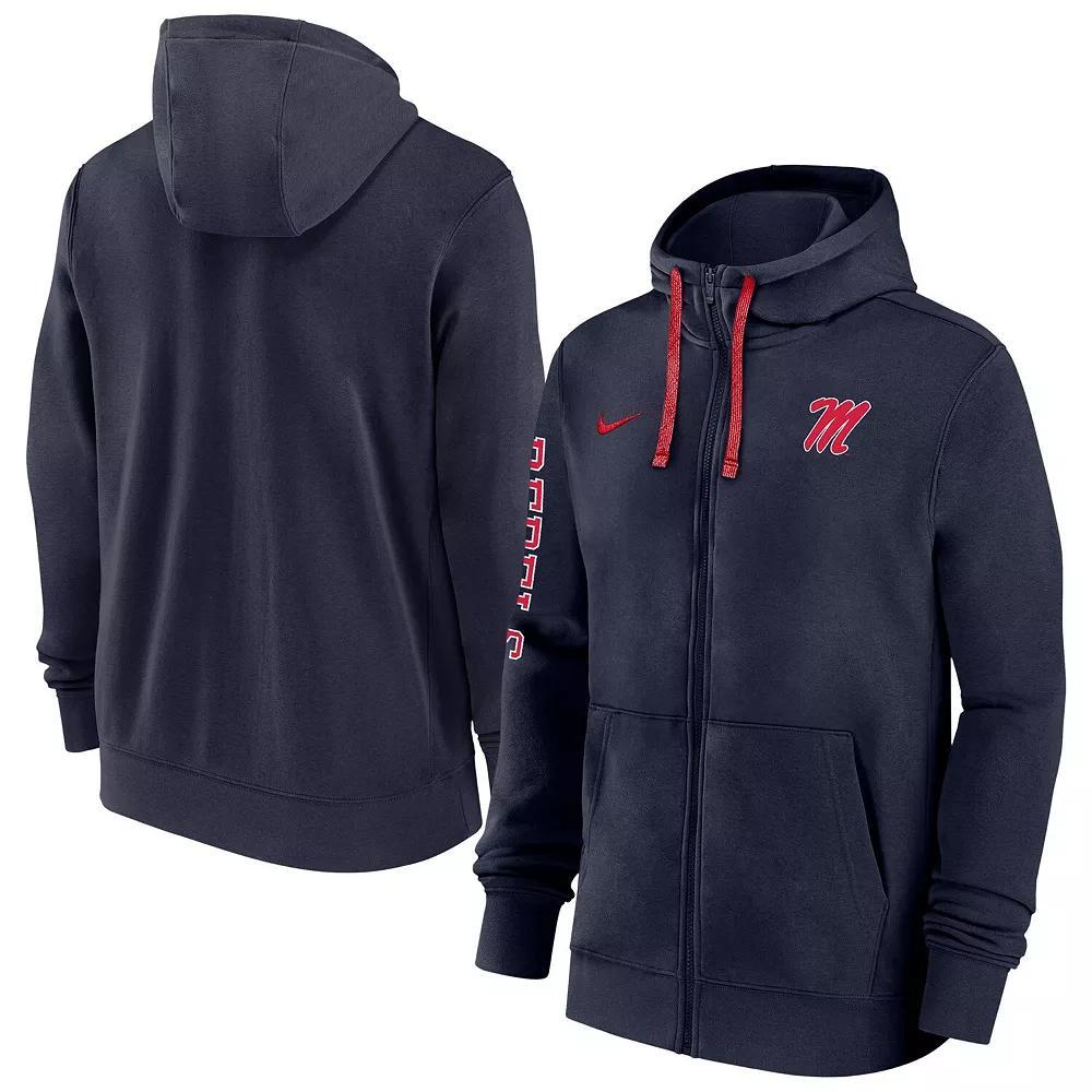 Men's Nike Navy Ole Miss Rebels 2024/25 Sideline Club Fleece Pullover Hoodie, Size: 2XL, Blue Product Image