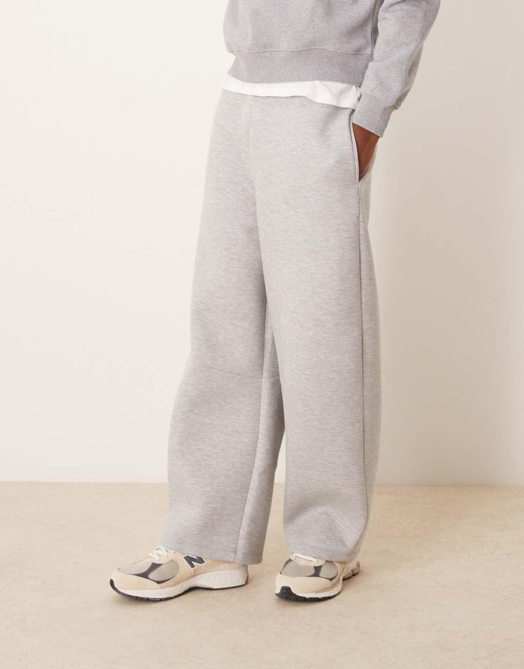 ASOS DESIGN heavyweight scuba super baggy sweatpants in heather gray Product Image