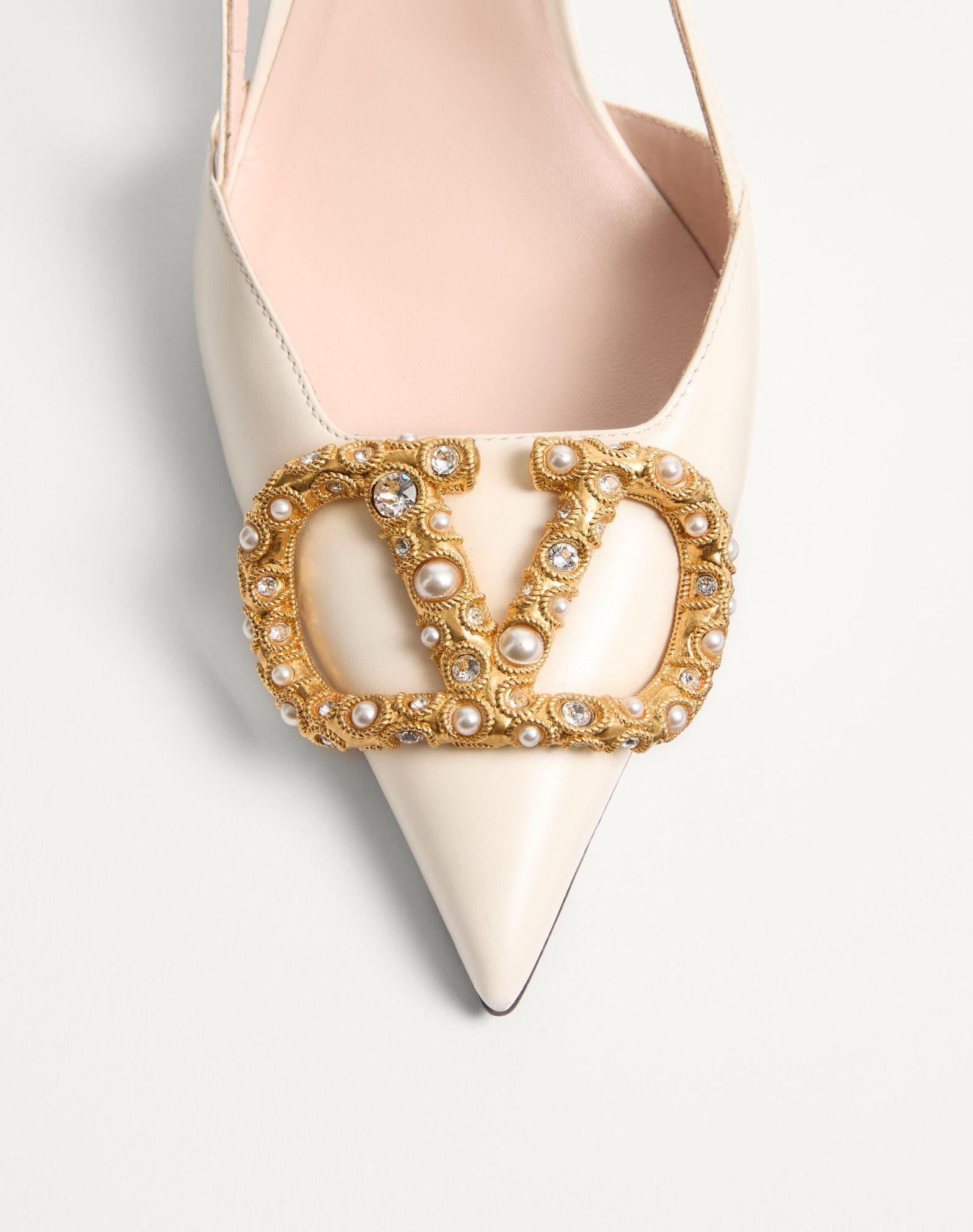 Vlogo Signature Slingback Calfskin Pump With Jewel Logo 80Mm Product Image