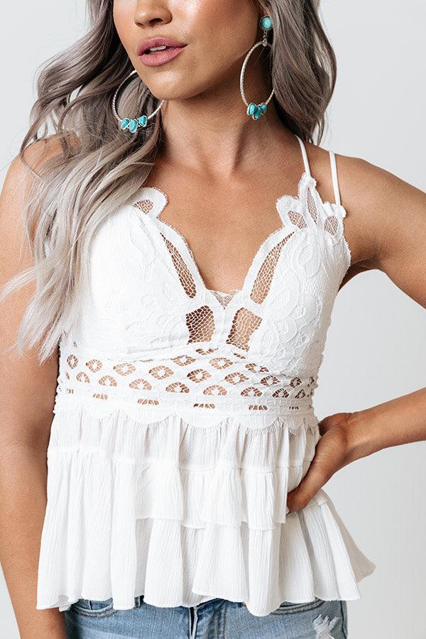 Sunshine All Over Lace Top In White Product Image
