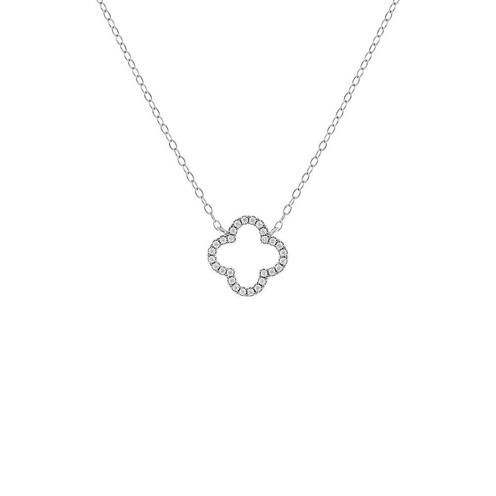 PRIMROSE Sterling Silver Pave Cubic Zirconia Cut-Out Flower Cable Chain Necklace, Women's, Size: 18", Sterling Silver White Product Image