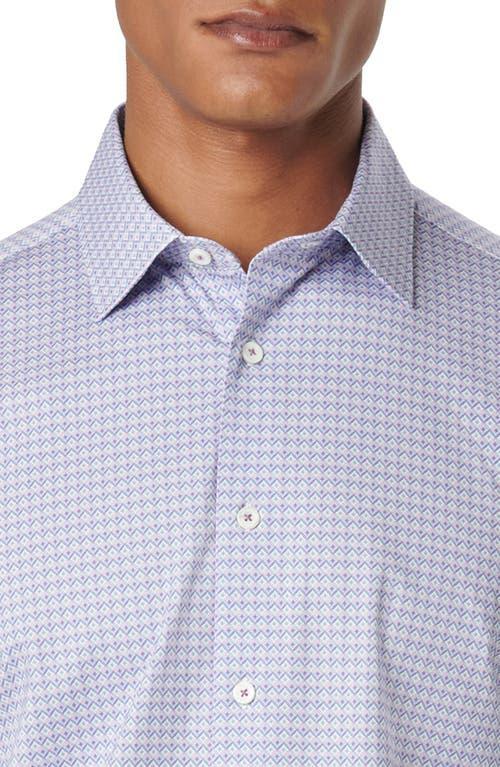 BUGATCHI Milo Ooohcotton® Diamond Print Short Sleeve Button-up Shirt In Lavender Product Image