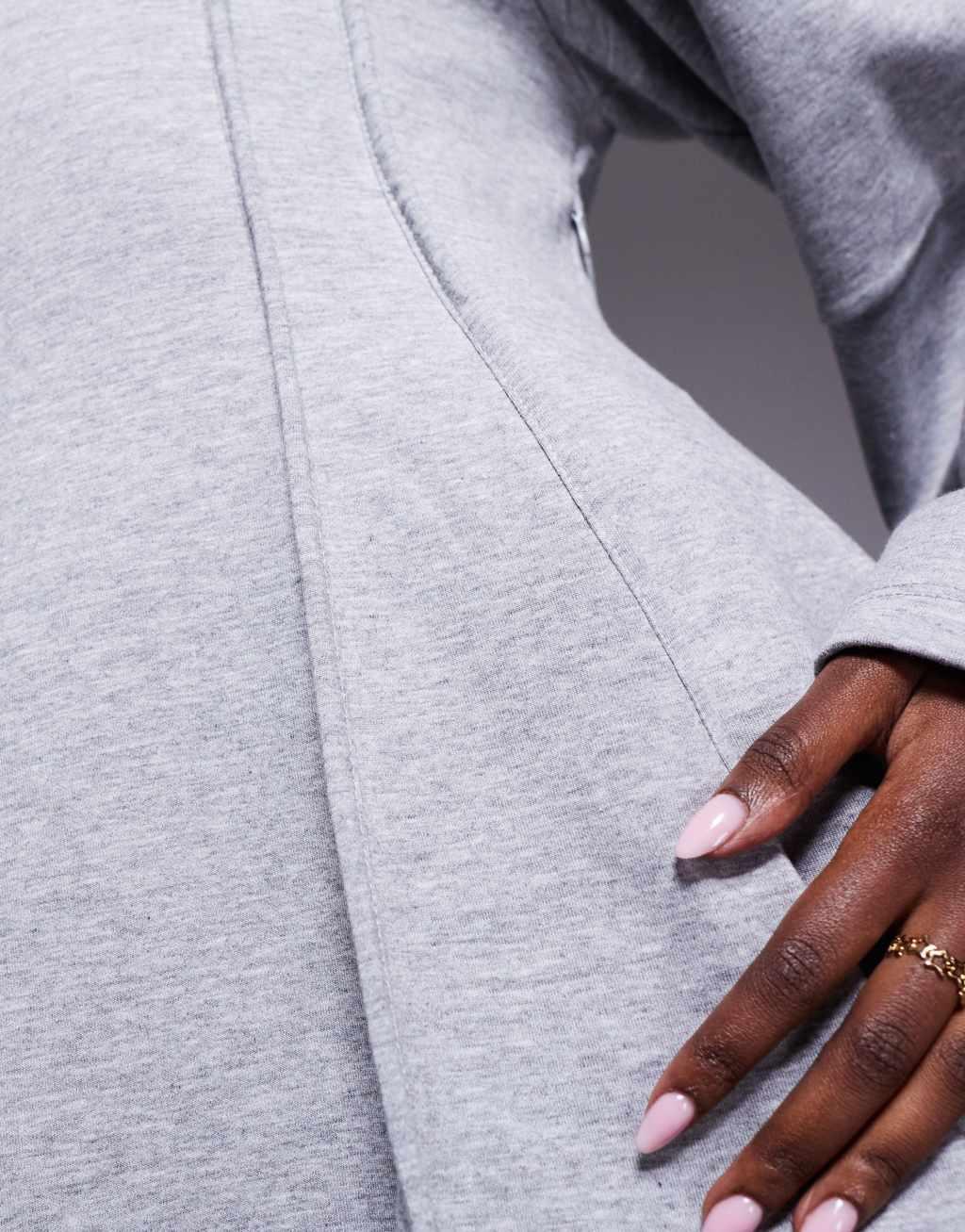 ASOS DESIGN exposed seam peplum top in gray heather Product Image