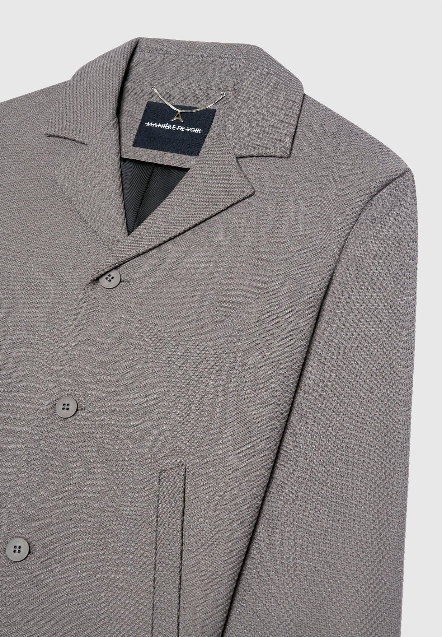 Revere Collar Twill Jacket - Grey Male Product Image