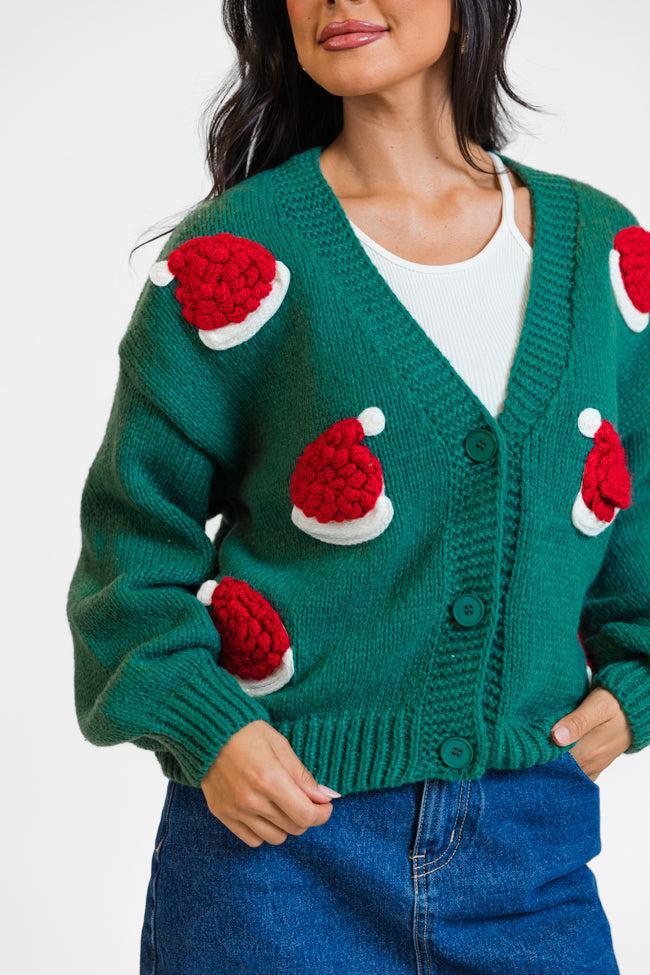 Ole Saint Nick Green Santa Hat Cardigan FINAL SALE Product Image