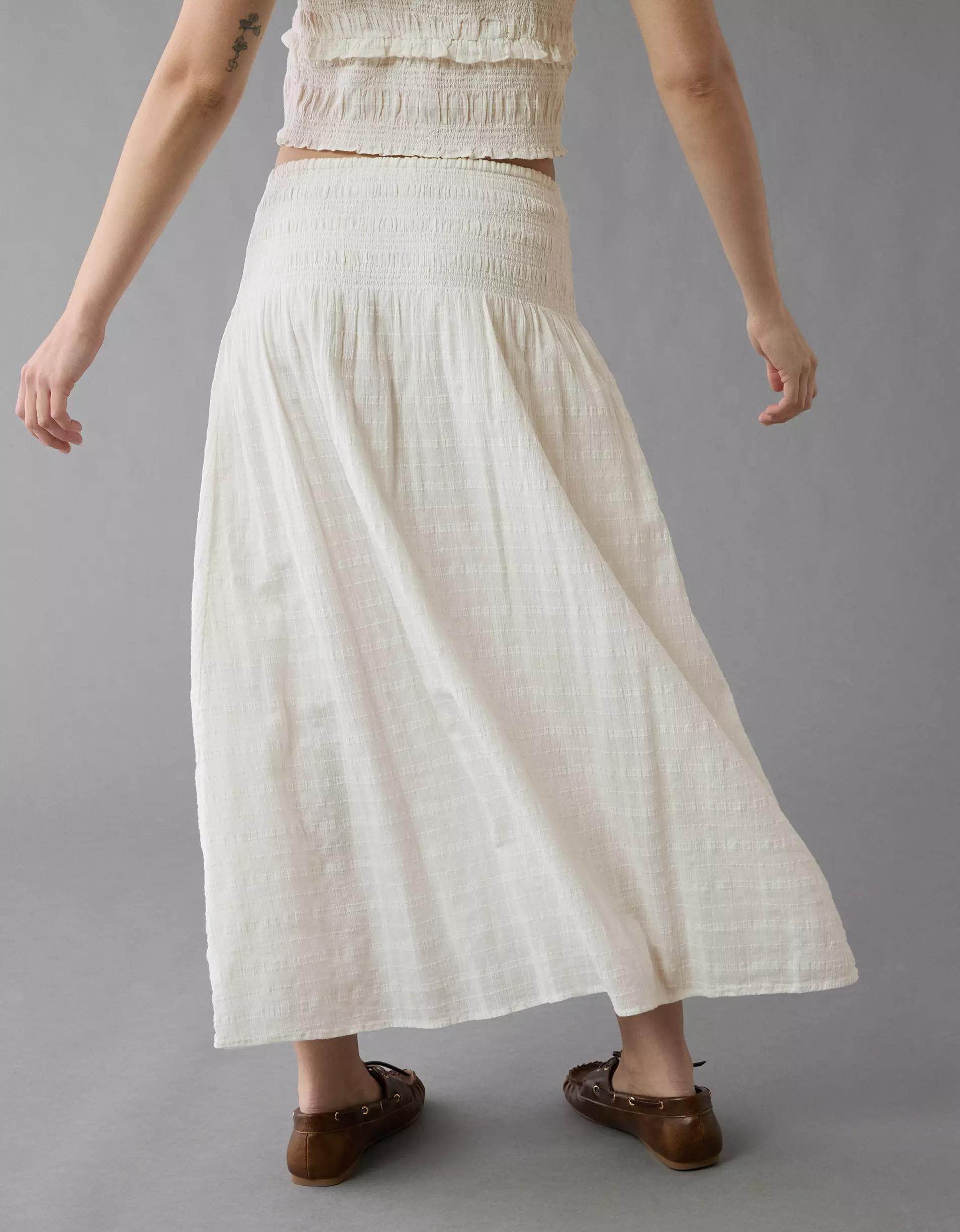 AE High-Waisted Smocked Maxi Skirt Product Image