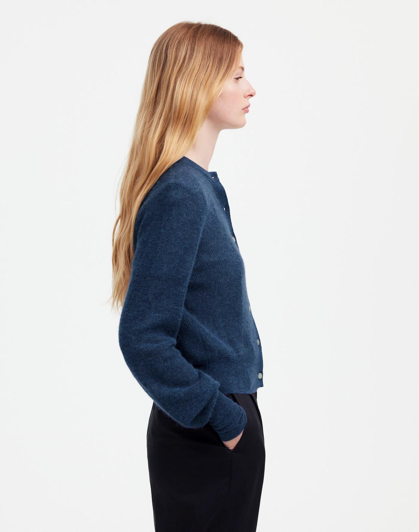 Ribbed Alpaca-Blend Cardigan Sweater Product Image