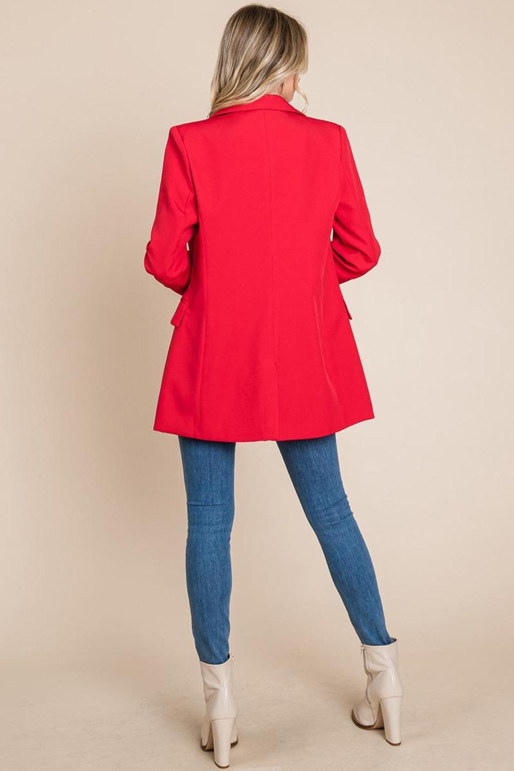 Collar Long Double Breasted Blazer Jacket Female Product Image