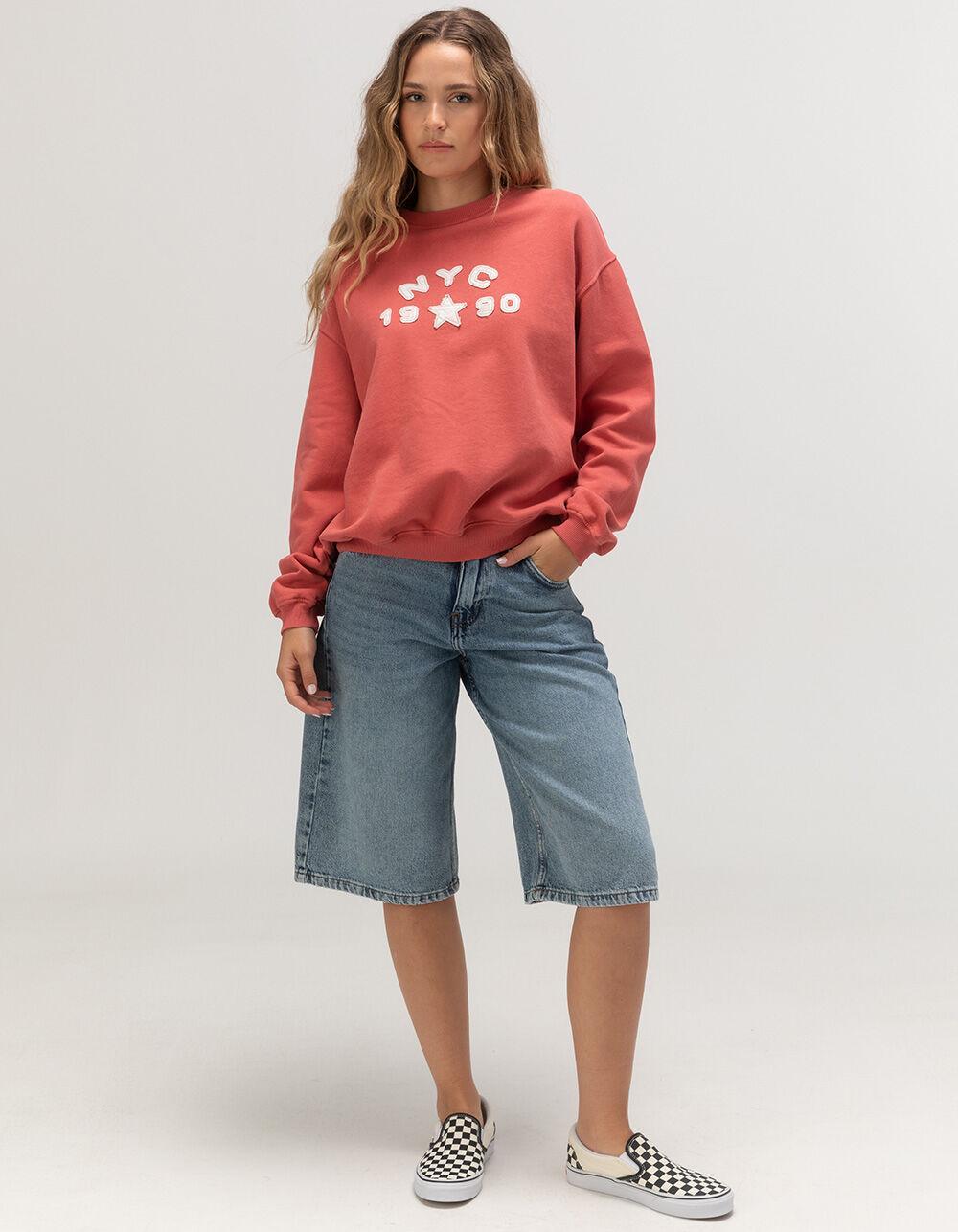 BDG Urban Outfitters NYC Applique Womens Crewneck Sweatshirt - RED Product Image