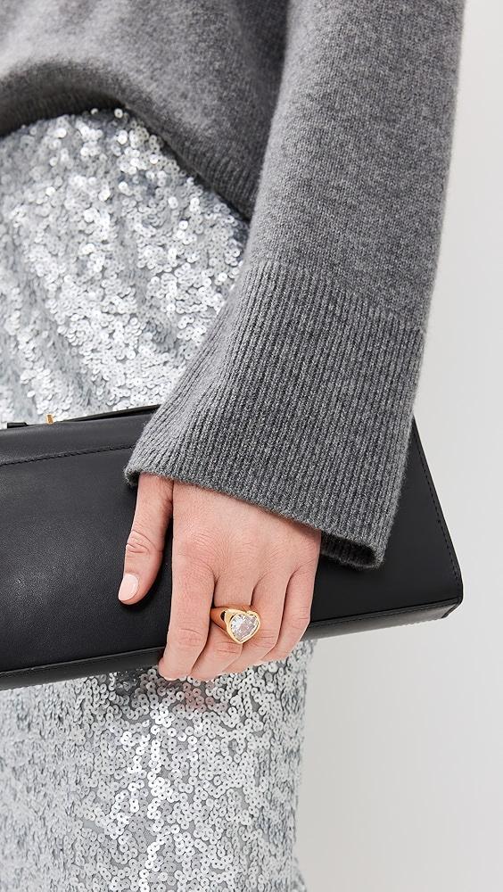 Timeless Pearly Gold Plated Ring with Crystal Heart | Shopbop Product Image
