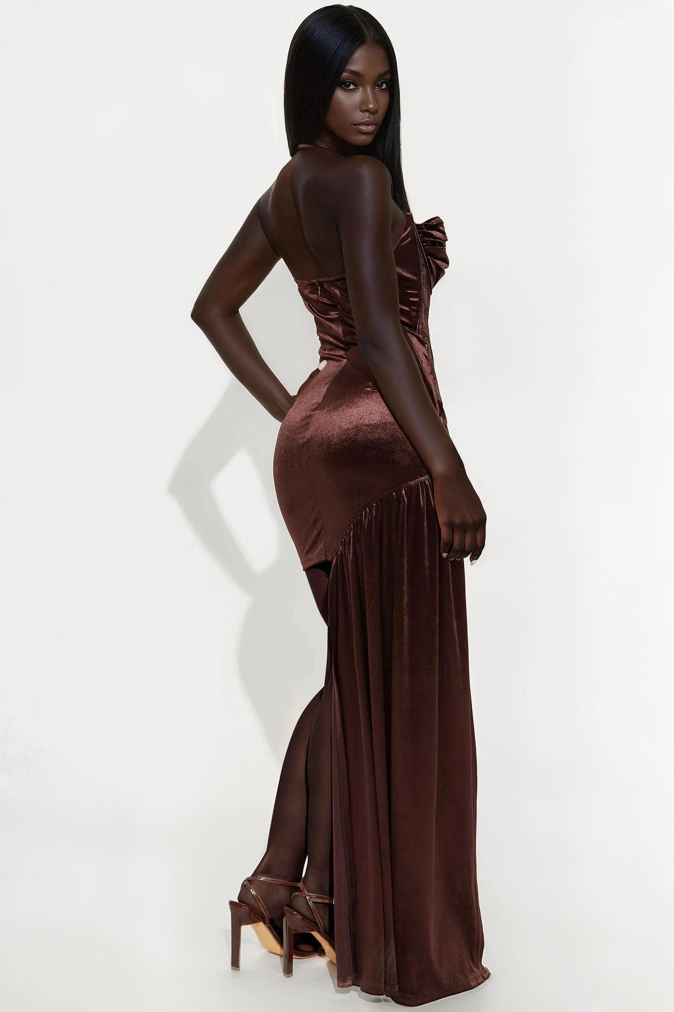 Secret Romance Embellished Mini Dress - Chocolate Product Image